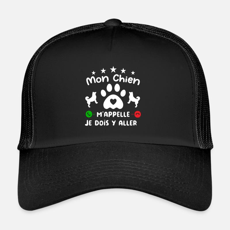 Mon CHIEN m'appelle pour cadeau - Casquette trucker  - noir/noir