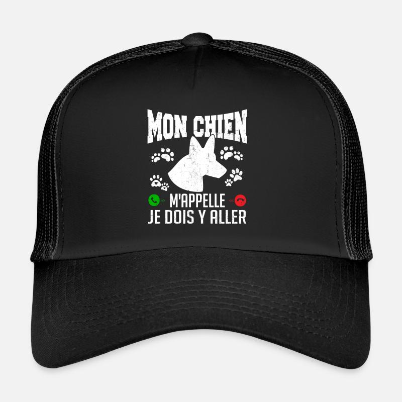 Mon CHIEN m'appelle pour cadeau - Casquette trucker  - noir/noir