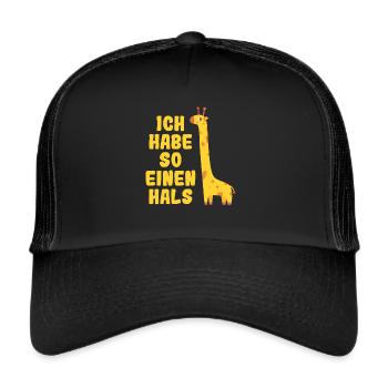 Ich Habe So Einen Hals Giraffen Tier Wortspiel - Trucker Cap - Schwarz/Schwarz - Vorne