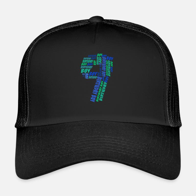 Geburtstag Junge 9. Geburtstag | Jungen - Trucker Cap - Schwarz/Schwarz