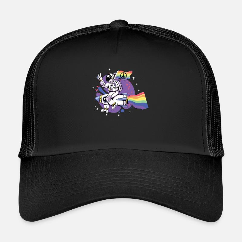 LGBT, arc-en-ciel, drapeau de la paix, astronaute. Casquette trucker 
