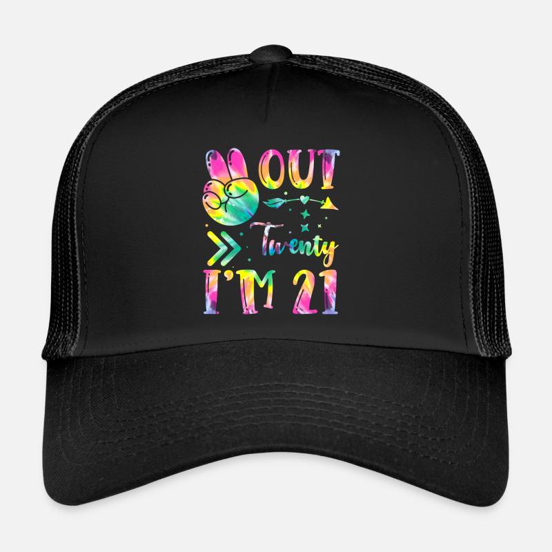 Peace Out Twenty I'm 21 | Tie Dye Themed Trucker Cap