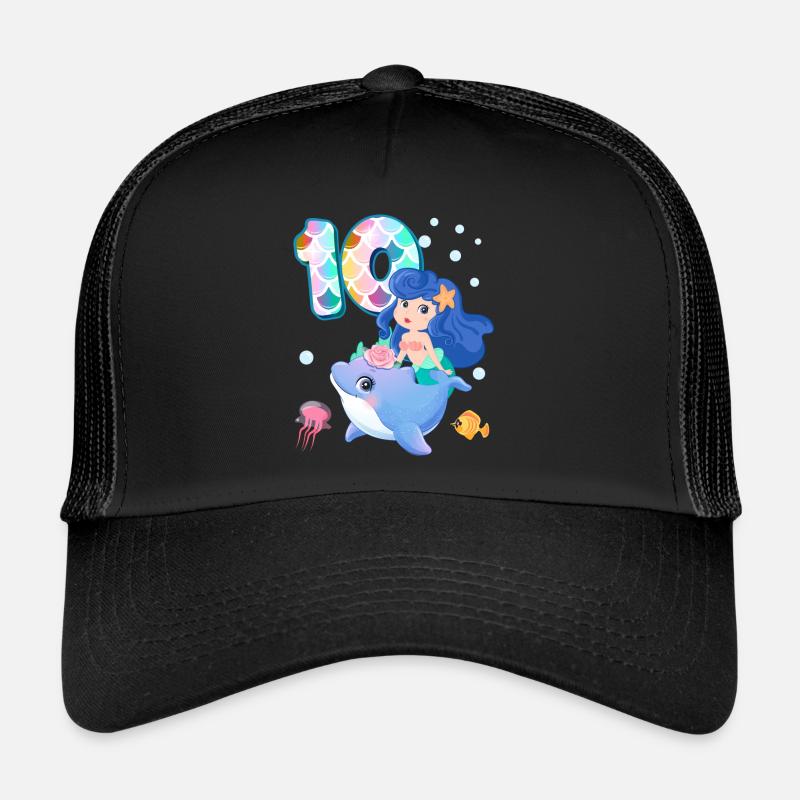10. Geburtstag | Meerjungfrau Geburtstag | - Trucker Cap - Schwarz/Schwarz