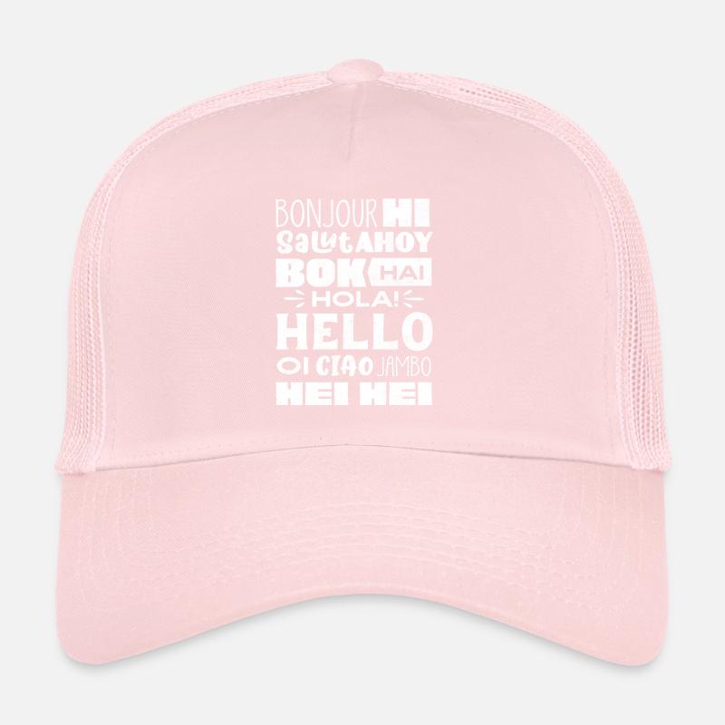 Word Hello Différentes Langues, Professeur de langue Casquette trucker 