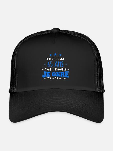 Oui, j'ai 65 ans mais t'inquiète, je gère - Casquette trucker  - noir/noir - Devant