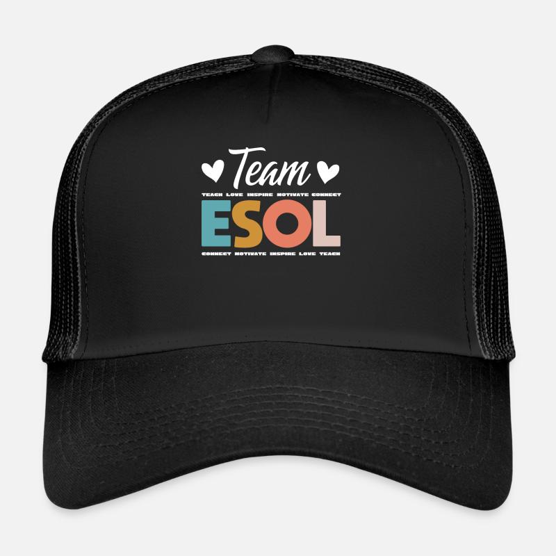 ESOL Teacher Crew Squad Rainbow Back Zur Schule Trucker Cap