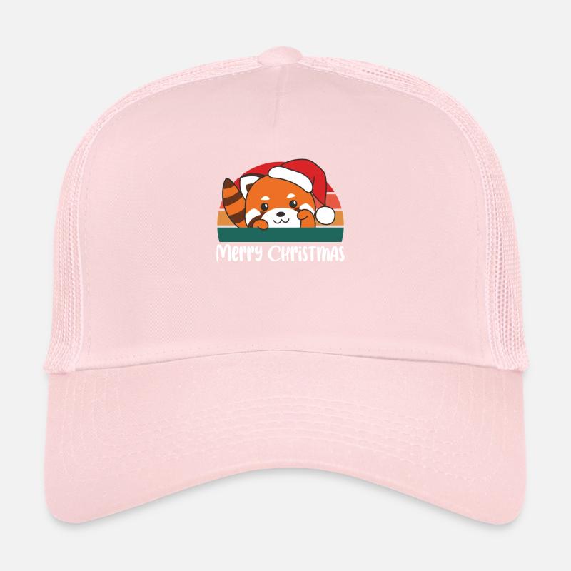 joyeux Noël Retro Red Panda Noël Casquette trucker 