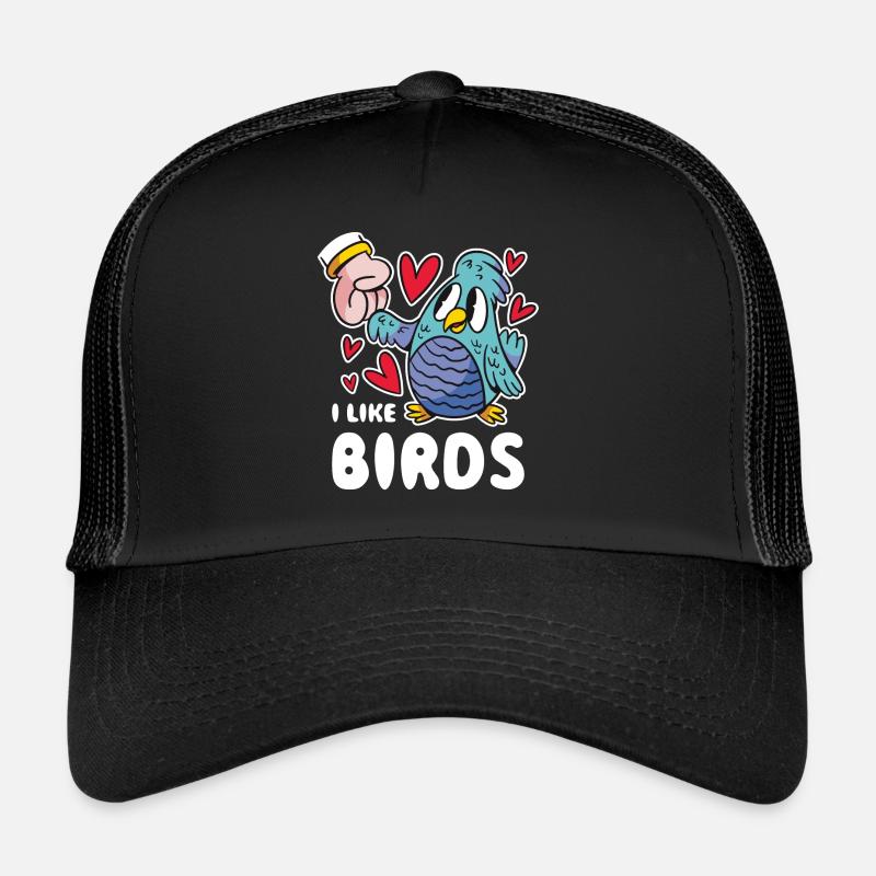 I Like Birds Vogel Geschenk - Trucker Cap - Schwarz/Schwarz