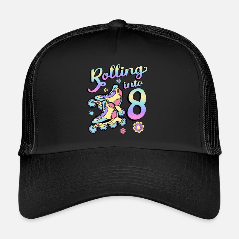 Rolling Into 8 Roller Skaters Skates 8. Jahr Trucker Cap
