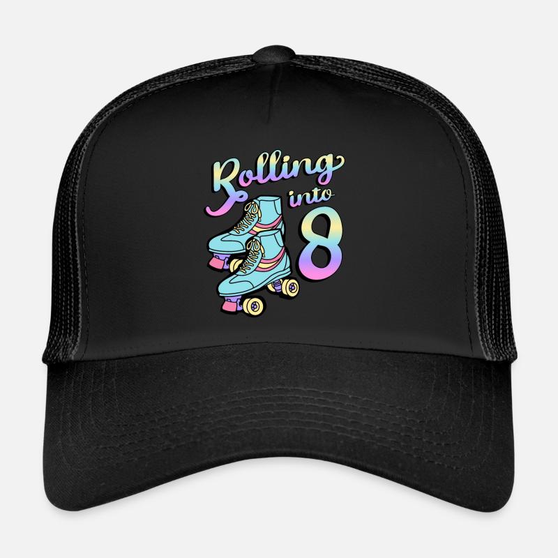 Rolling Into 8 Roller Skaters Skates 8e anniversaire - Casquette trucker  - noir/noir