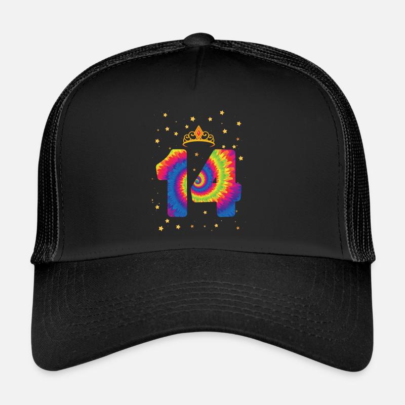 14. Geburtstag Krone | Tie Dye Themed Geburtstag | Trucker Cap