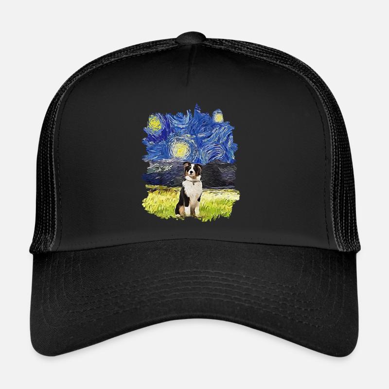 Sternennacht - Australischer Schäferhund - Trucker Cap - Schwarz/Schwarz