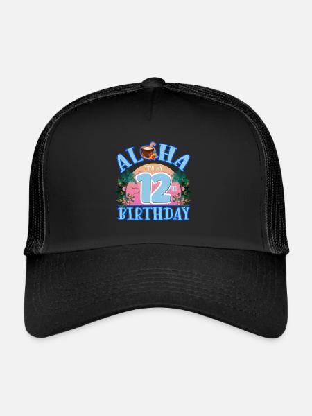Aloha C’est mon 12ème anniversaire Noix de - Casquette trucker  - noir/noir - Devant