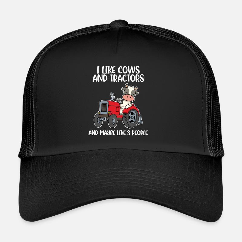 Vache et tracteurs Cadeau de vache - Casquette trucker - noir/noir