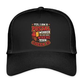 Funny postal workers post office - Trucker Cap - black/black - Front