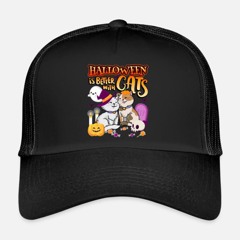 Halloween Is Better With Cats Spooky Kitty Trucker Cap