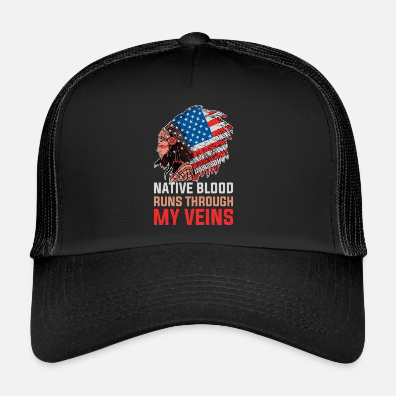 Native Blood Native American Gift Trucker Cap