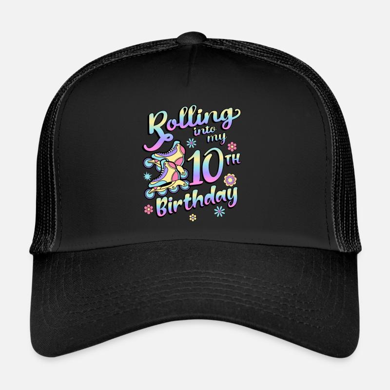 Rolling Into My 10th Birthday Roller Skater - Trucker Cap - Schwarz/Schwarz