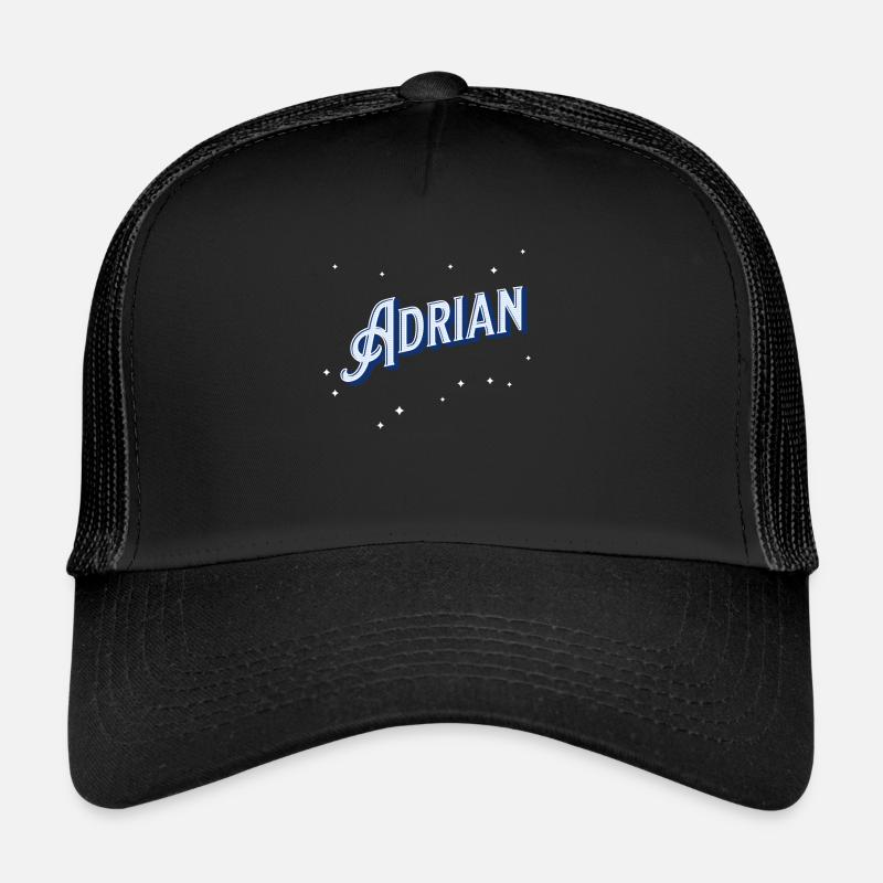 Adrian Namen personalisiert - Trucker Cap - Schwarz/Schwarz
