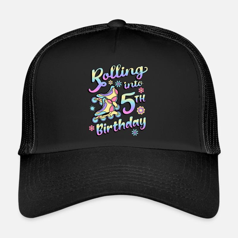 Rolling Into 5th Birthday Roller Skater Inline Trucker Cap