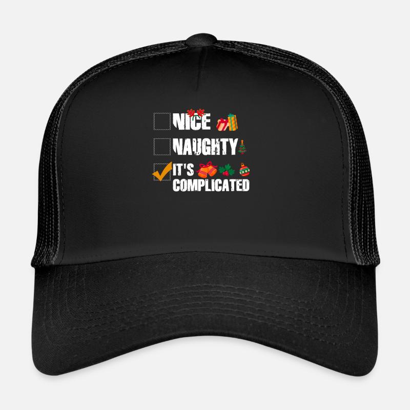 Nice Naughty It's Complicated Christmas List Santa Trucker Cap