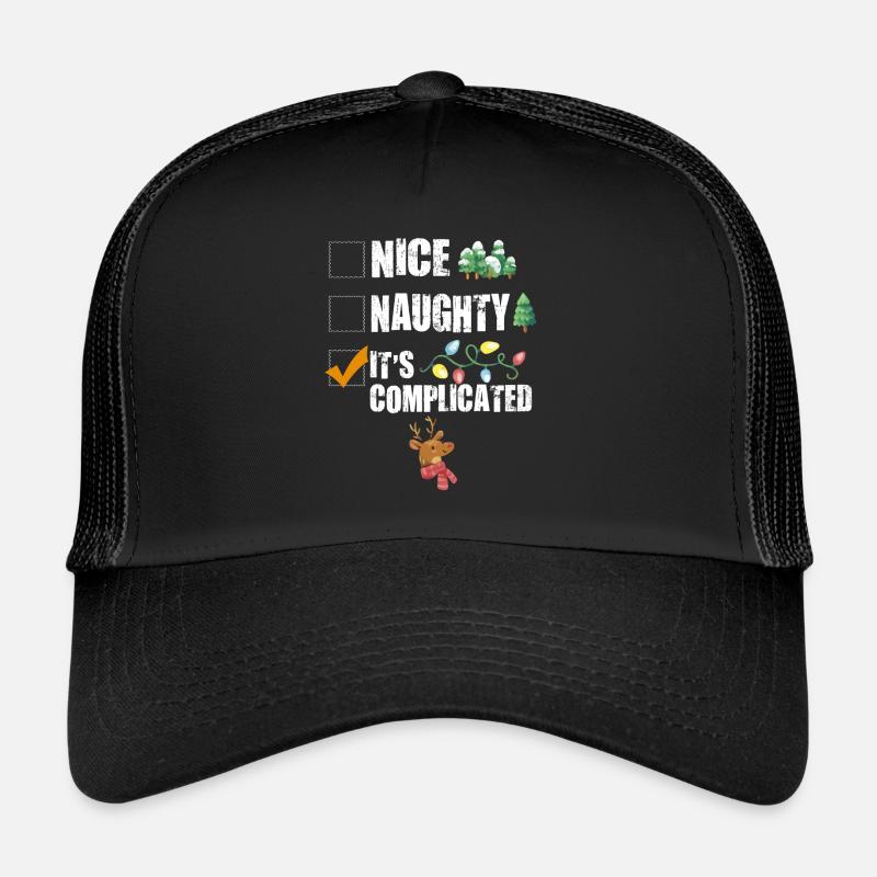 Nice Naughty It's Complicated Christmas List Santa Trucker Cap