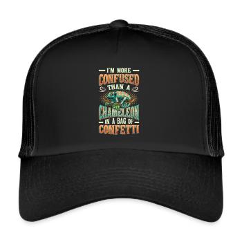 More confused than a chameleon - Trucker Cap - black/black - Front