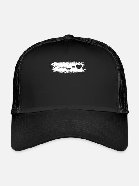 Grunge Rectangle - Heart - Coffee - Mountain - - Trucker Cap - black/black - Front