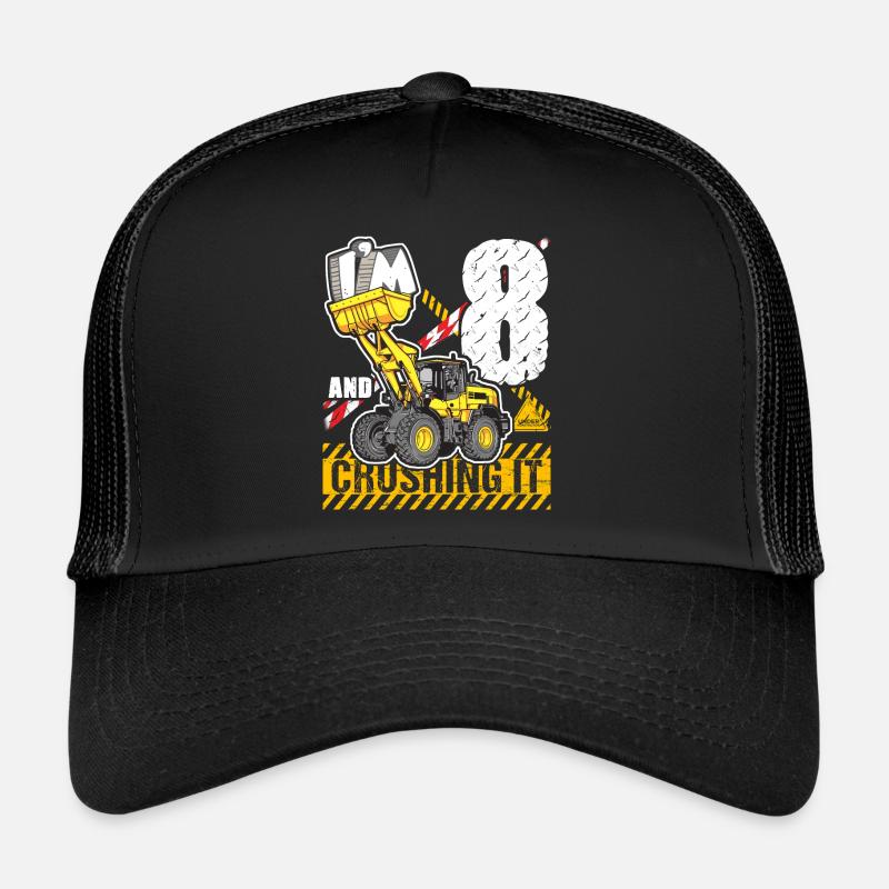 Ich bin 8 & Crushing It 8th Birthday Boys Excavator Trucker Cap