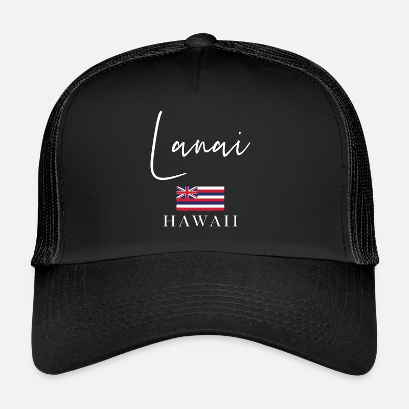 Vacances du drapeau de la Grèce - Île de Lanai - Casquette trucker  - noir/noir