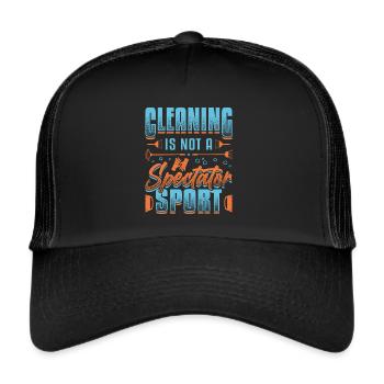 Reinigung Ist Kein Zuschauersport, Hausreinigung. - Trucker Cap - Schwarz/Schwarz - Vorne
