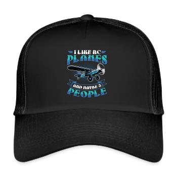 Ich Mag Rc-flugzeuge Und Vielleicht 3 Personen - Trucker Cap - Schwarz/Schwarz - Vorne