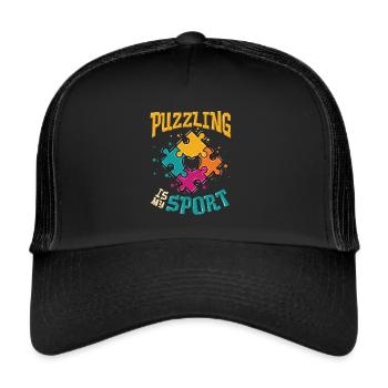 Puzzle is my sport puzzle lover - Trucker Cap - black/black - Front