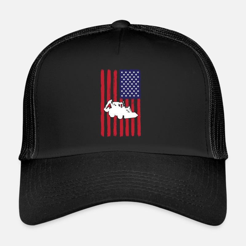 Drapeau de la chargeuse-pelleteuse USA Casquette trucker 