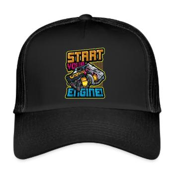 Start your engine car mechanic - Trucker Cap - black/black - Front