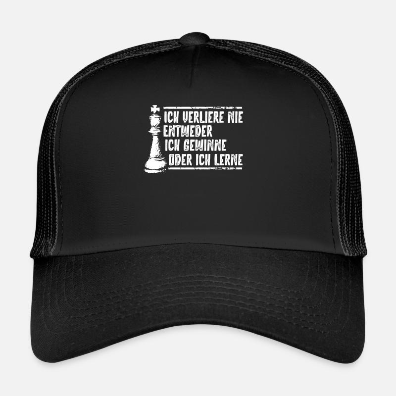 Schachspieler, Ich Verliere Nie, Schach - Trucker Cap - Schwarz/Schwarz