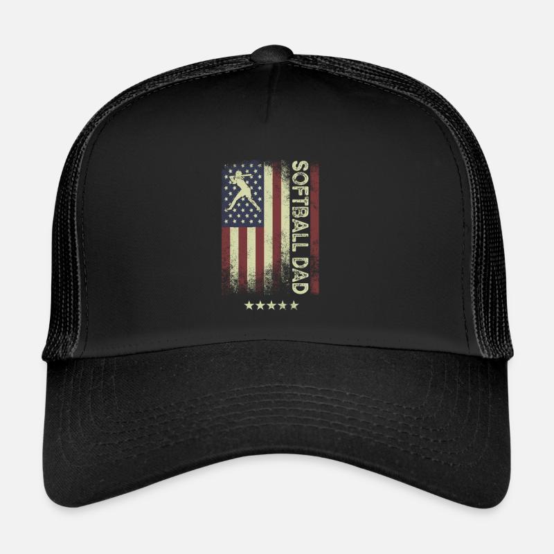 American Flag - Softball Dad Trucker Cap