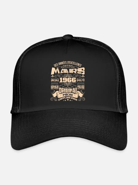 Anniversaire Vintage Né(e) en Mars 1966 - Casquette trucker  - noir/noir - Devant