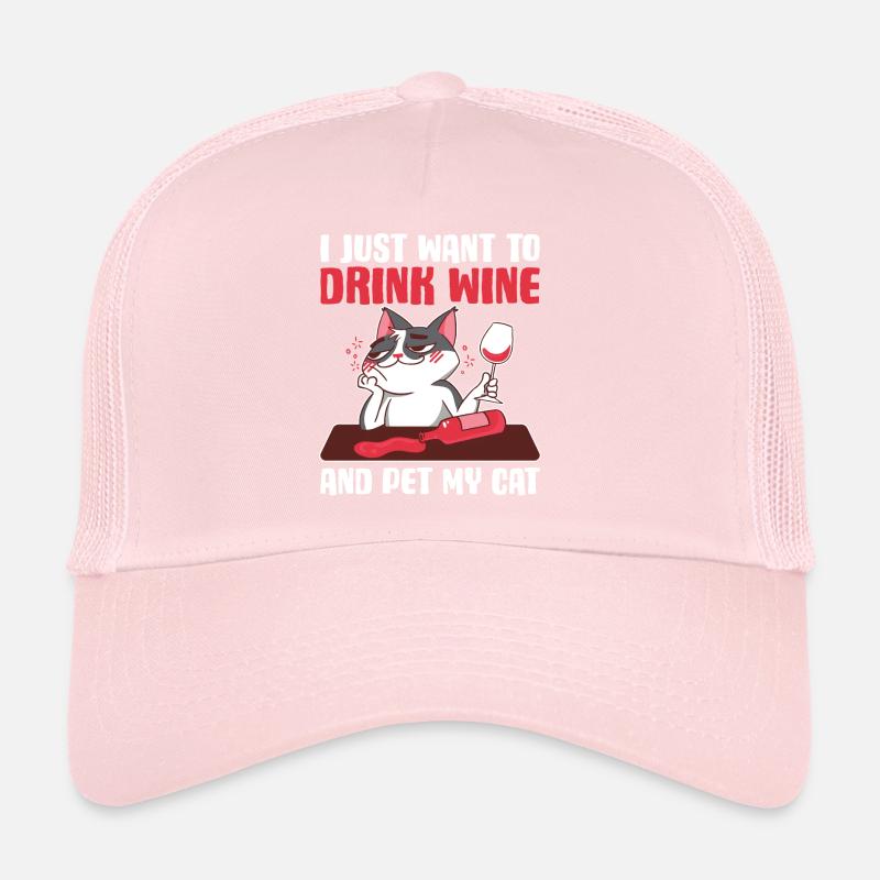 Buvez du vin et caressez mon chat cadeau de chat Casquette trucker 
