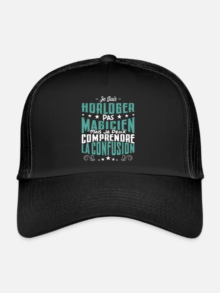 Je Suis Horloger Pas Magicien - Casquette trucker  - noir/noir - Devant