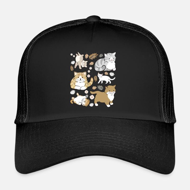 Niedliche Katzen Verspielte Kätzchen - Trucker Cap - Schwarz/Schwarz