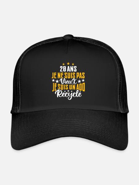 20 ans | Cadeau d'anniversaire | fête des pères - Casquette trucker  - noir/noir - Devant