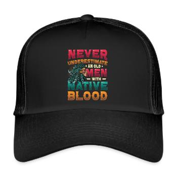 Des vieillards avec du sang indigène, des Indiens. - Casquette trucker  - noir/noir - Devant