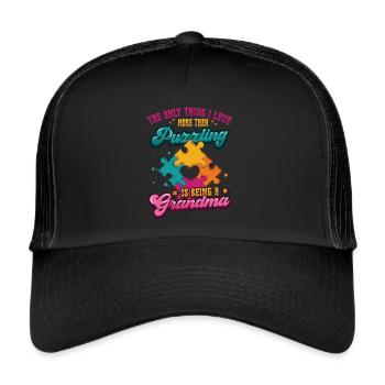 Puzzle lover grandma, puzzles. - Trucker Cap - black/black - Front