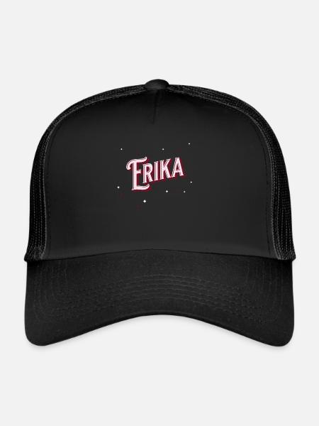 Prénom Erika personnalisé - Casquette trucker  - noir/noir - Devant