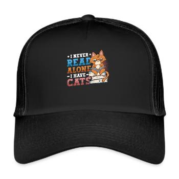 Bücherwurm Lesebücher, Katzen. - Trucker Cap - Schwarz/Schwarz - Vorne