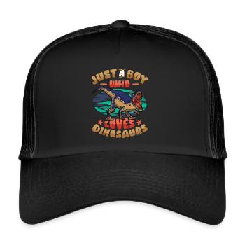 Just A Boy Who Loves Dinosaurs. Young Dinosaur - Trucker Cap - black/black - Front