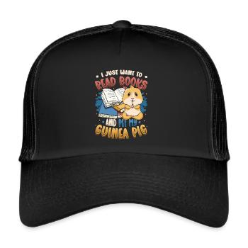 Bücherwurm Lesebücher, Meerschweinchen. - Trucker Cap - Schwarz/Schwarz - Vorne