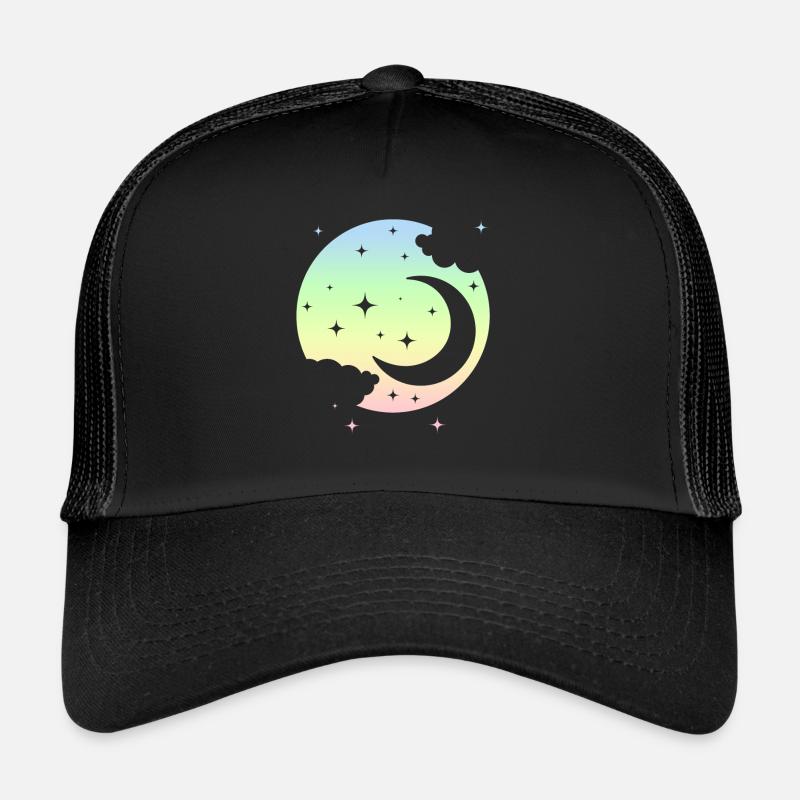 Kawaii Mond Pastel Goth Niedlich - Trucker Cap - Schwarz/Schwarz