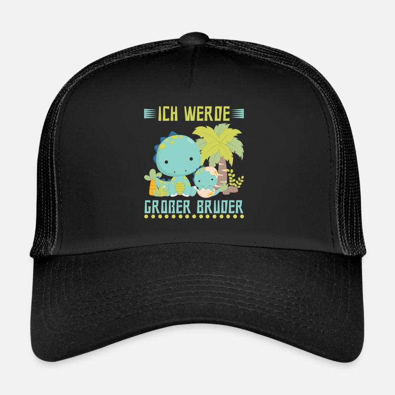 Dinosaurier Ich werde Großer Bruder - Trucker Cap - Schwarz/Schwarz